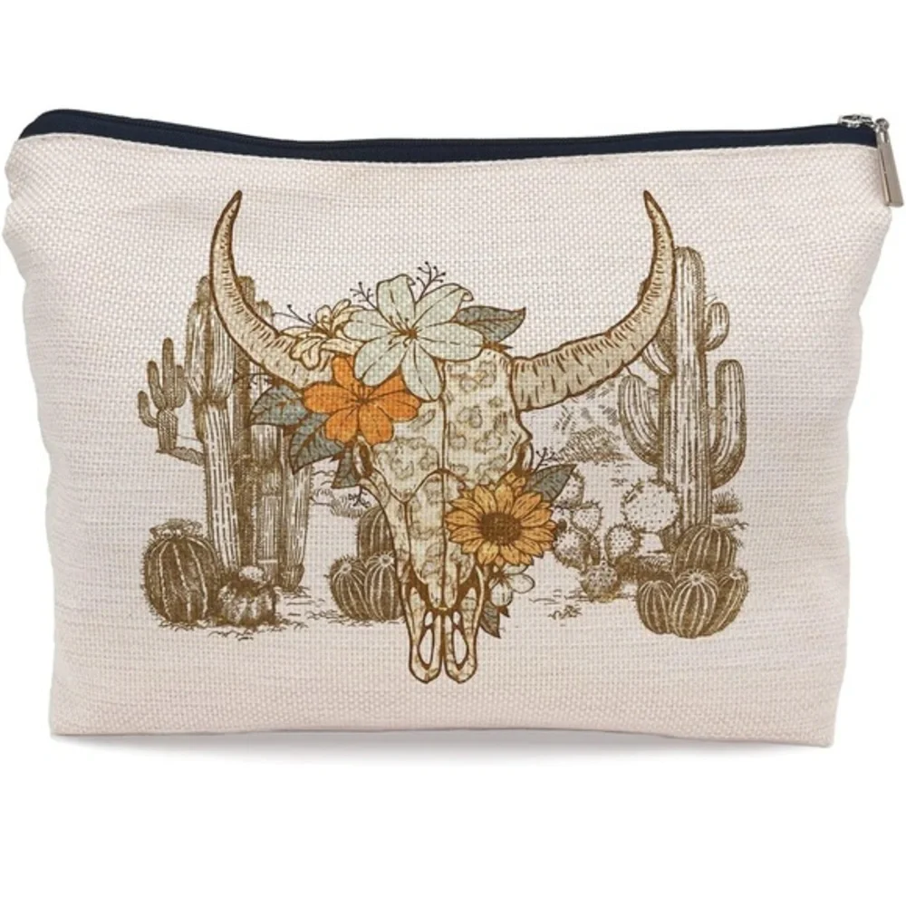 Lacosu Floral Skull Canvas Pouch